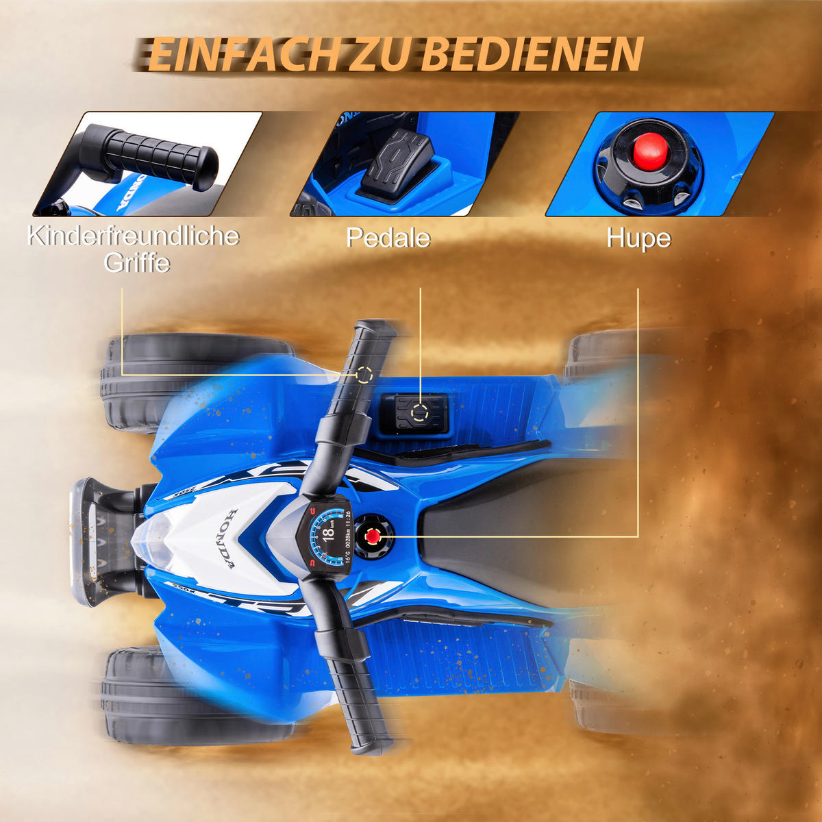 AIYAPLAY Kinderquad blau B/H/L: ca. 38,5x43,5x65,5 cm Kinderquad - blau (65,50/38,50/43,50cm) - AIYAPLAY
