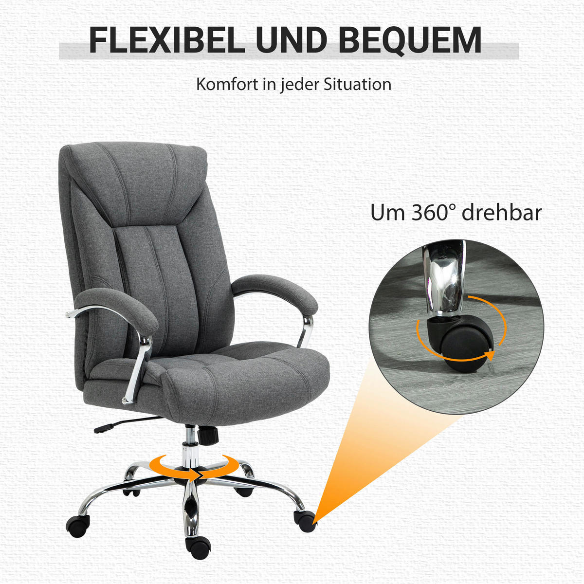 Drehstuhl 921-472V80GY grau 921-472V80GY - grau (65,00/110,00/78,00cm) - Vinsetto