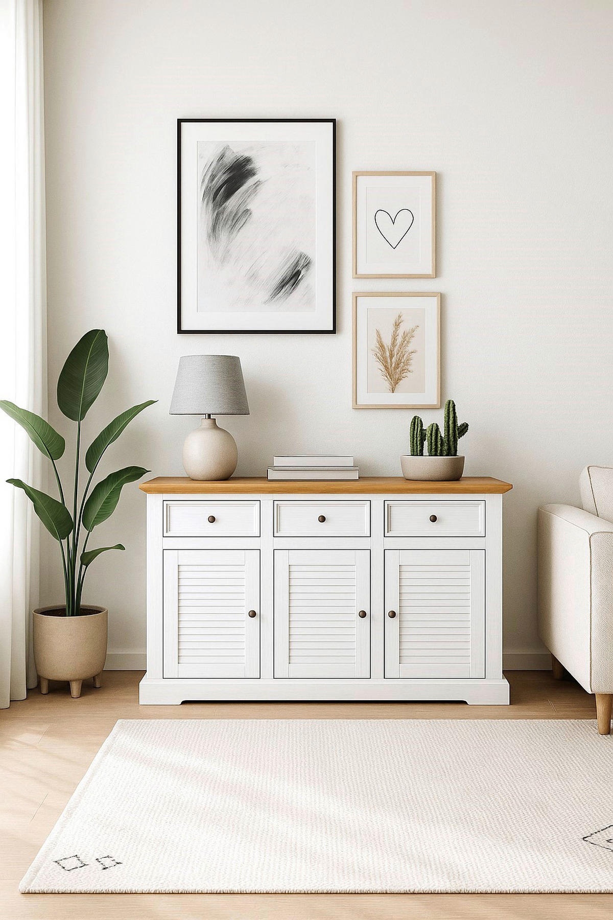 Kommode Breda B/H/T: ca. 154x89x42 cm Breda - weiß/honig (154,00/89,00/42,00cm)