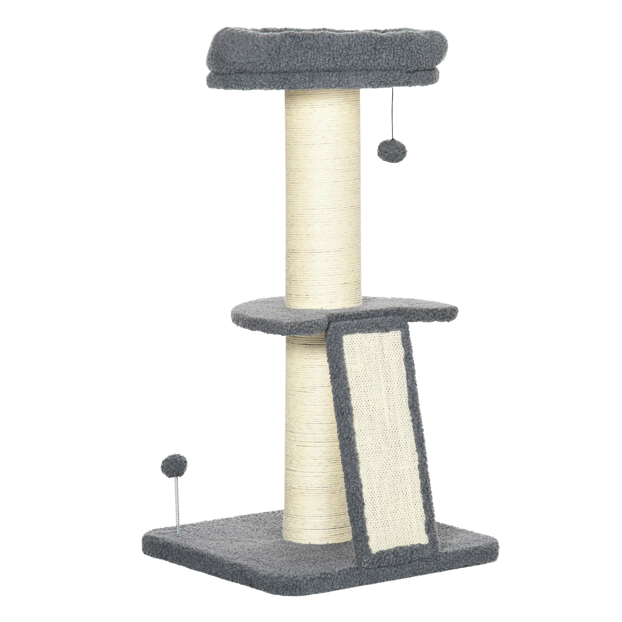 PawHut Kratzbaum cremeweiß Spanplatte B/H/L: ca. 48x48x92 cm Kratzbaum - dunkelgrau/cremeweiß (92,00/48,00/48,00cm) - PawHut