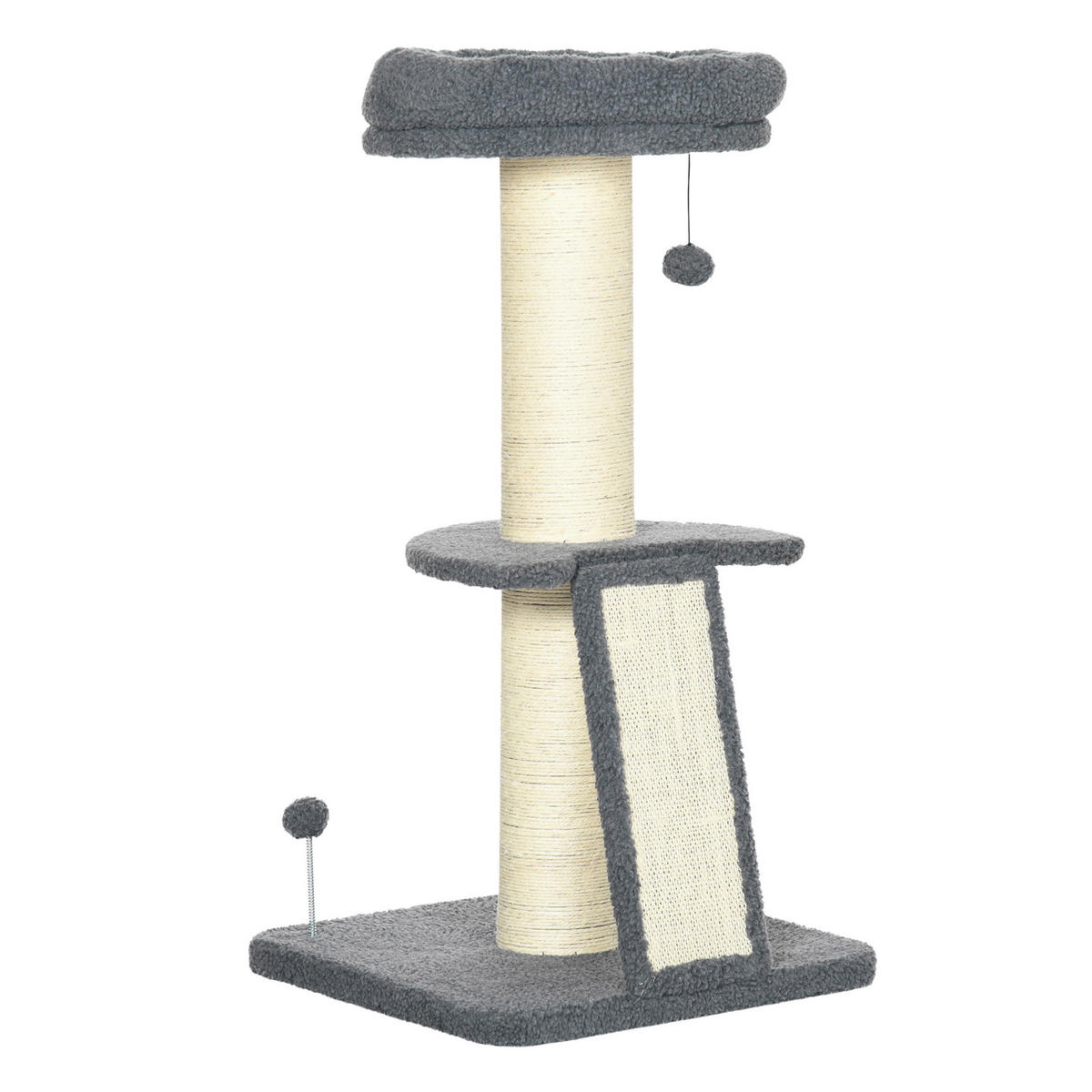 PawHut Kratzbaum cremeweiß Spanplatte B/H/L: ca. 48x48x92 cm Kratzbaum - dunkelgrau/cremeweiß (92,00/48,00/48,00cm) - PawHut