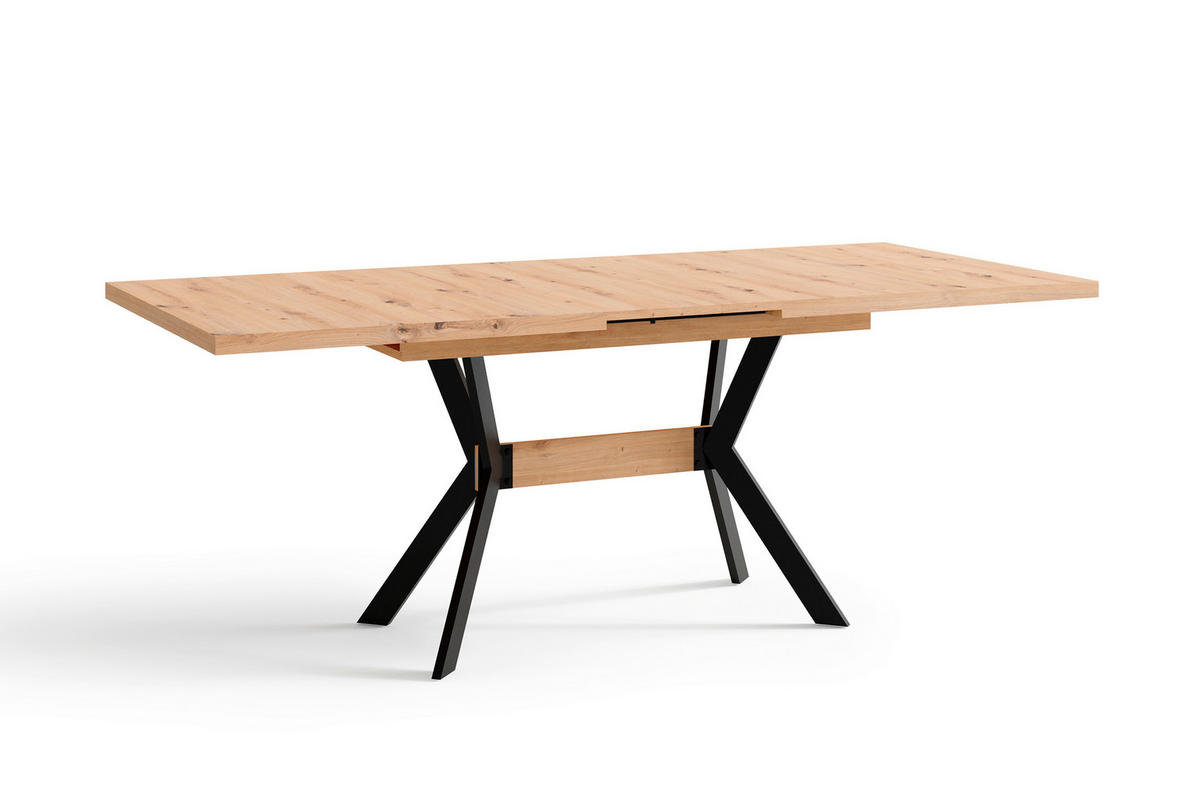 Tisch BREMEN Eiche Artisan Nachbildung B/H/T: ca. 160x75x90 cm BREMEN - Eiche/schwarz (160,00/75,00/90,00cm) - byLIVING
