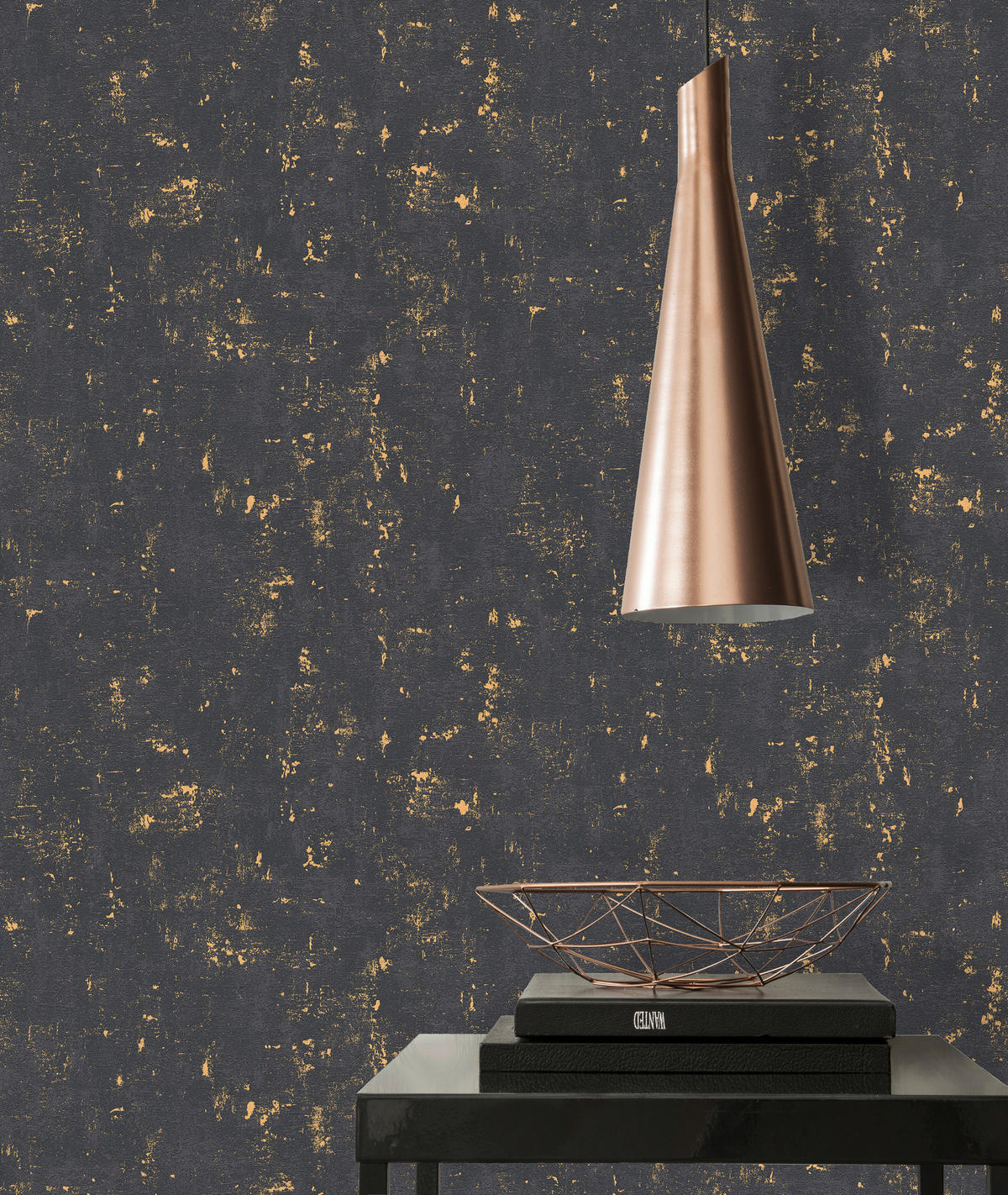 Vliestapete Betonoptik schwarz gold B/L: ca. 53x1005 cm Vliestapete_2307-82 VW12 - gold/schwarz (53,00/1005,00cm)