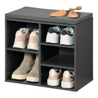 Kesper Schuhregal grau Spanplatte B/H/L: ca. 29,5x48x51,5 cm Schuhregal_mit_Sitzkissen - grau (51,50/29,50/48,00cm) - Kesper