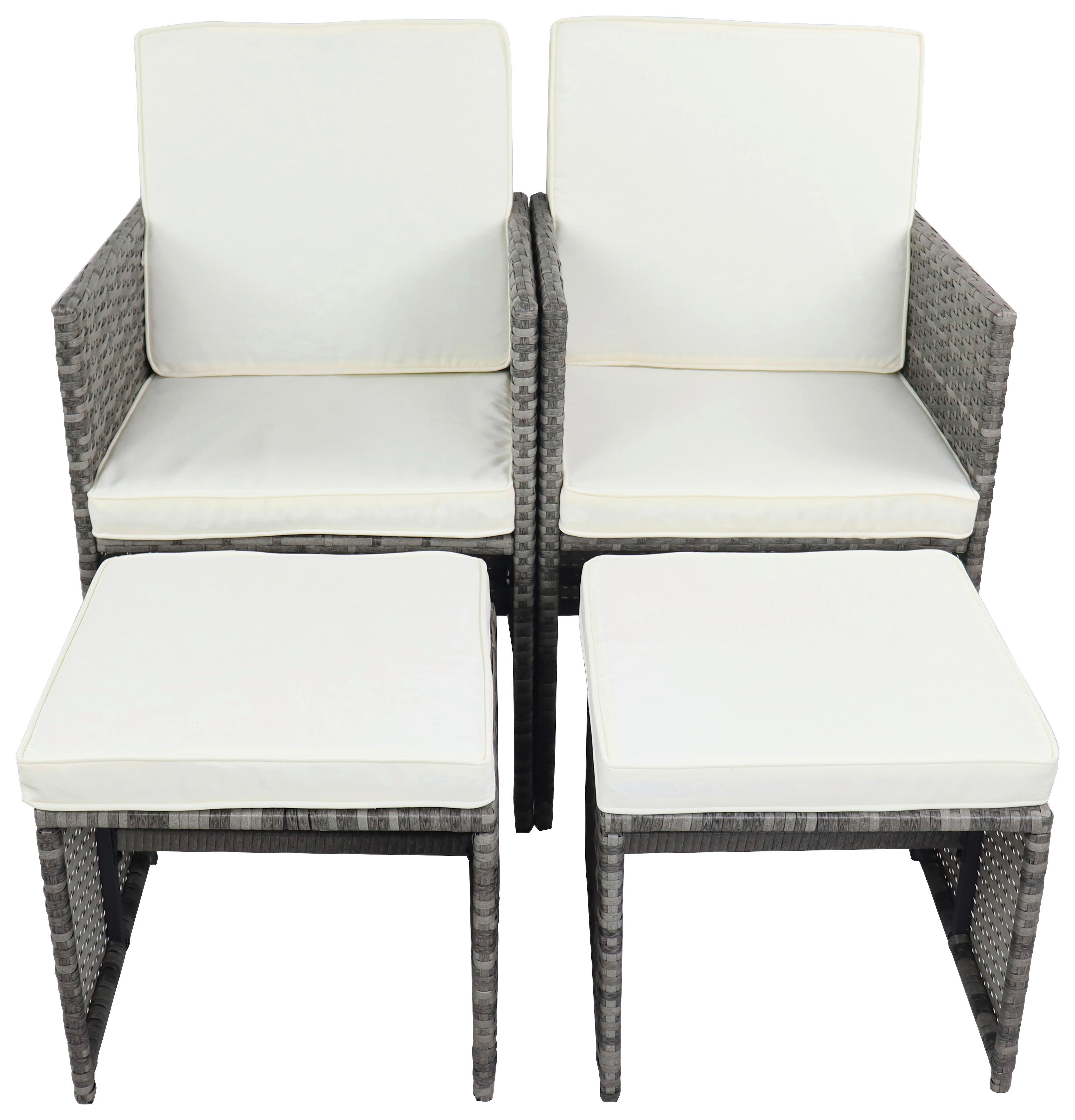 VCM Gartenstuhl 4er Set grau Rattan B/H/L: ca. 53x84x53 cm Gartenstuhl 4er Set Raloso - grau (53,00/53,00/84,00cm) - VCM