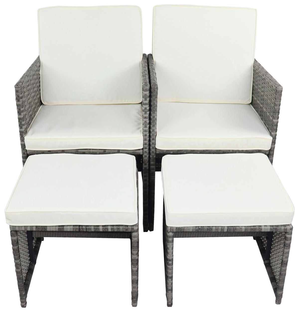 VCM Gartenstuhl 4er Set grau Rattan B/H/L: ca. 53x84x53 cm Gartenstuhl 4er Set Raloso - grau (53,00/53,00/84,00cm) - VCM