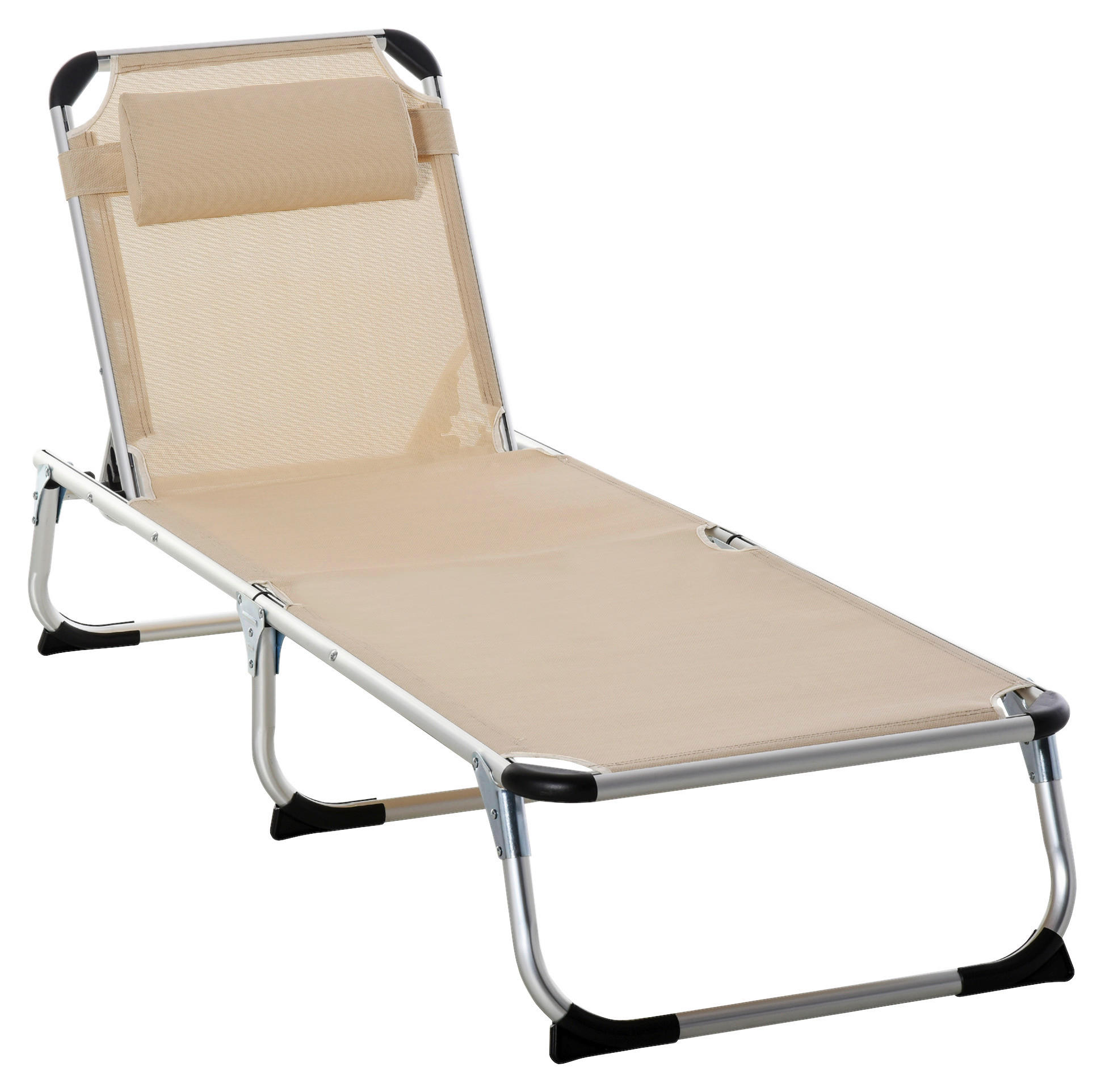 Outsunny Gartenliege beige Aluminium B/H/L: ca. 60x28x189 cm Gartenliege - beige (189,00/60,00/28,00cm) - Outsunny