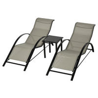 Outsunny Gartenliege schwarz Edelstahl B/H/L: ca. 169x59x66 cm Gartenliege-Set - schwarz/grau (66,00/169,00/59,00cm) - Outsunny