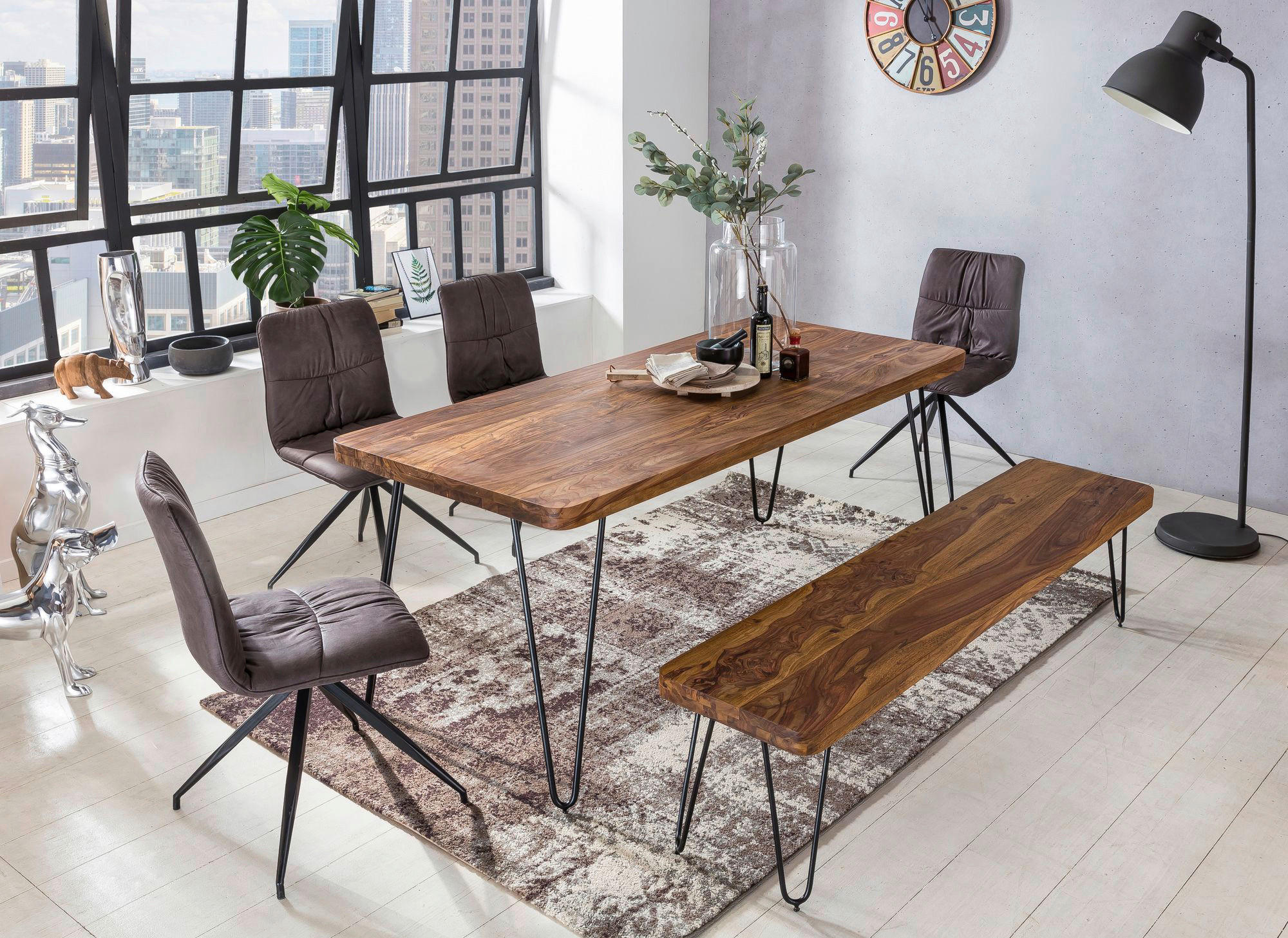 Esstisch natur schwarz B/H/T: ca. 160x76x80 cm Esstisch - natur/schwarz (160,00/76,00/80,00cm) - Wohnling