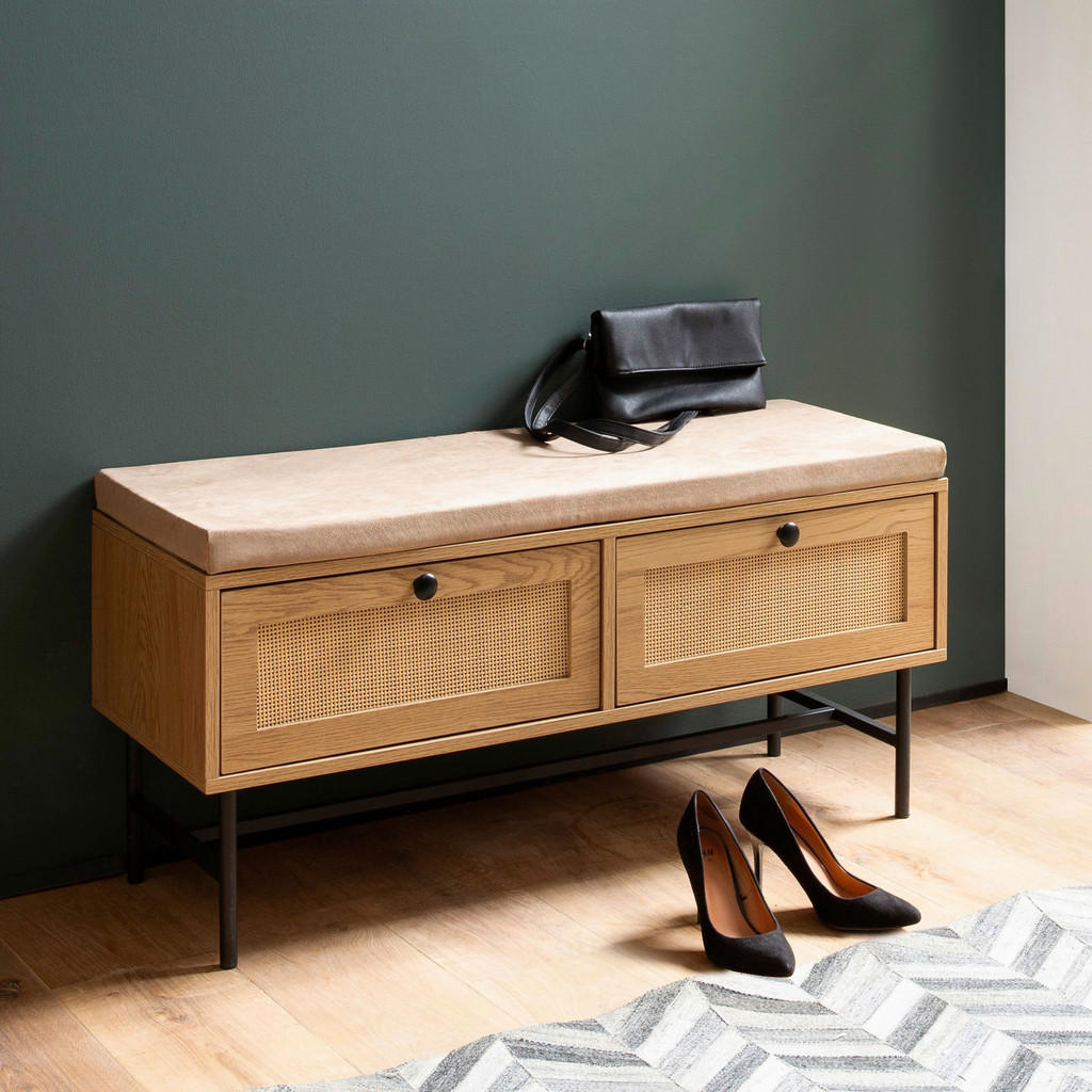 Thumbnail - Schuhbank natur Eiche Optik B/H/T: ca. 100x48x38 cm