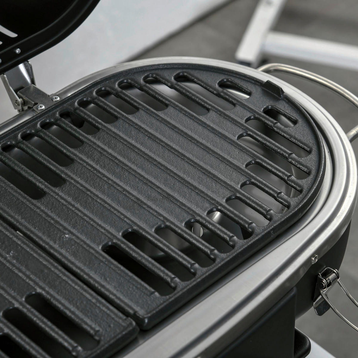 Outsunny Gasgrill Metall B/H/L: ca. 34,5x37x66 cm Gasgrill - schwarz (66,00/34,50/37,00cm) - Outsunny