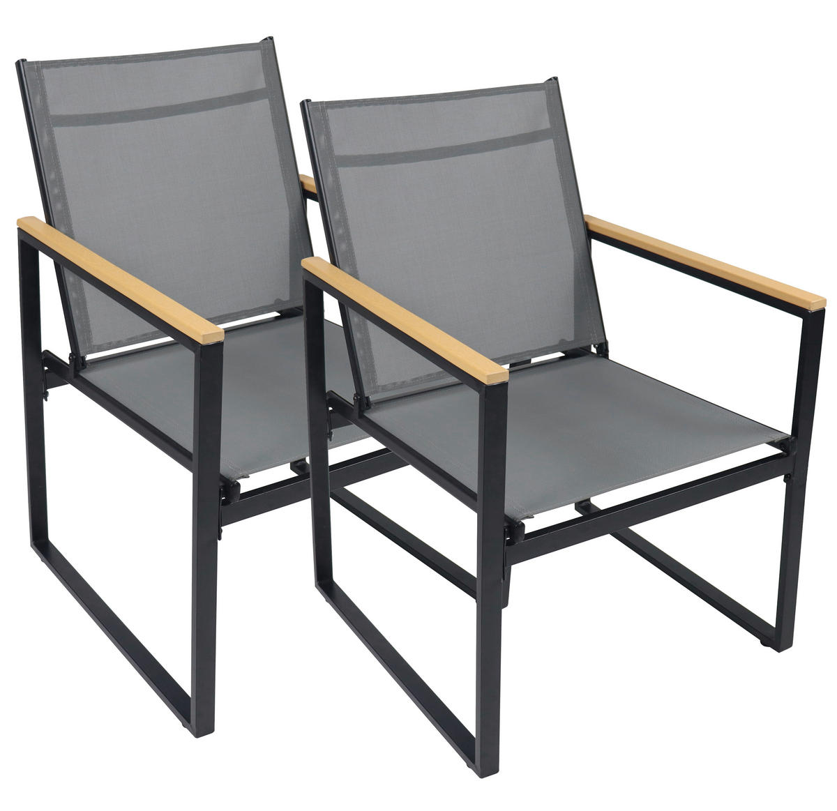 VCM Gartenstuhl anthrazit Metall B/H/L: ca. 54x83x65 cm Gartenstuhl 2er Set - anthrazit (65,00/54,00/83,00cm) - VCM