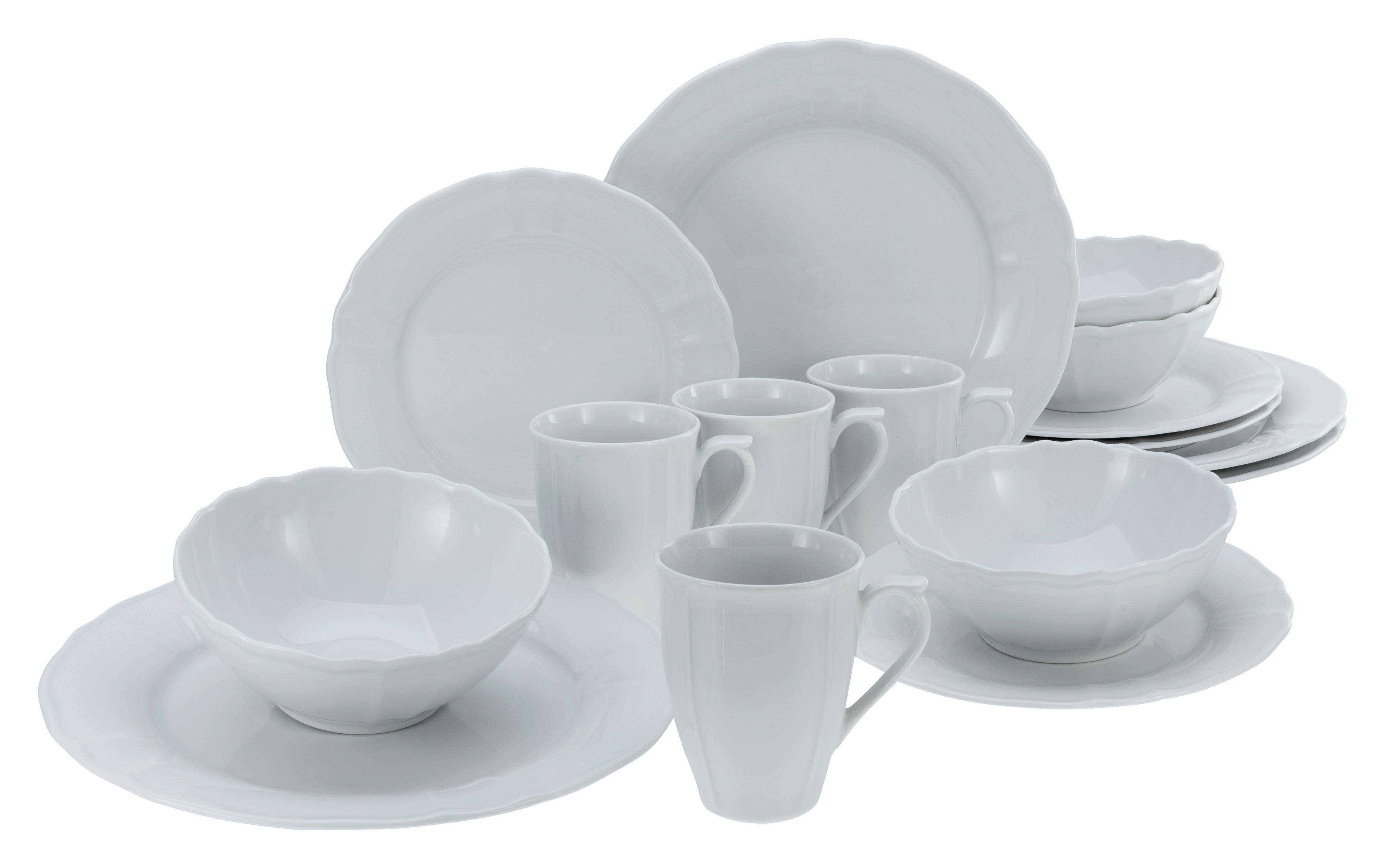 CreaTable Kombiservice Flora weiß Porzellan 16 tlg. Flora - weiß - CreaTable