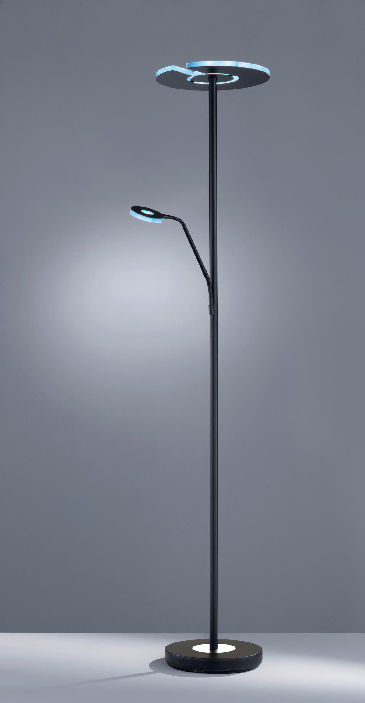 Fischer & Honsel LED-Stehleuchte 40318 Chrom schwarz Metall B/H/T: ca. 35x180x50 cm 1 Brennstellen Dent - schwarz/Chrom (35,00/180,00/50,00cm) - Fischer & Honsel