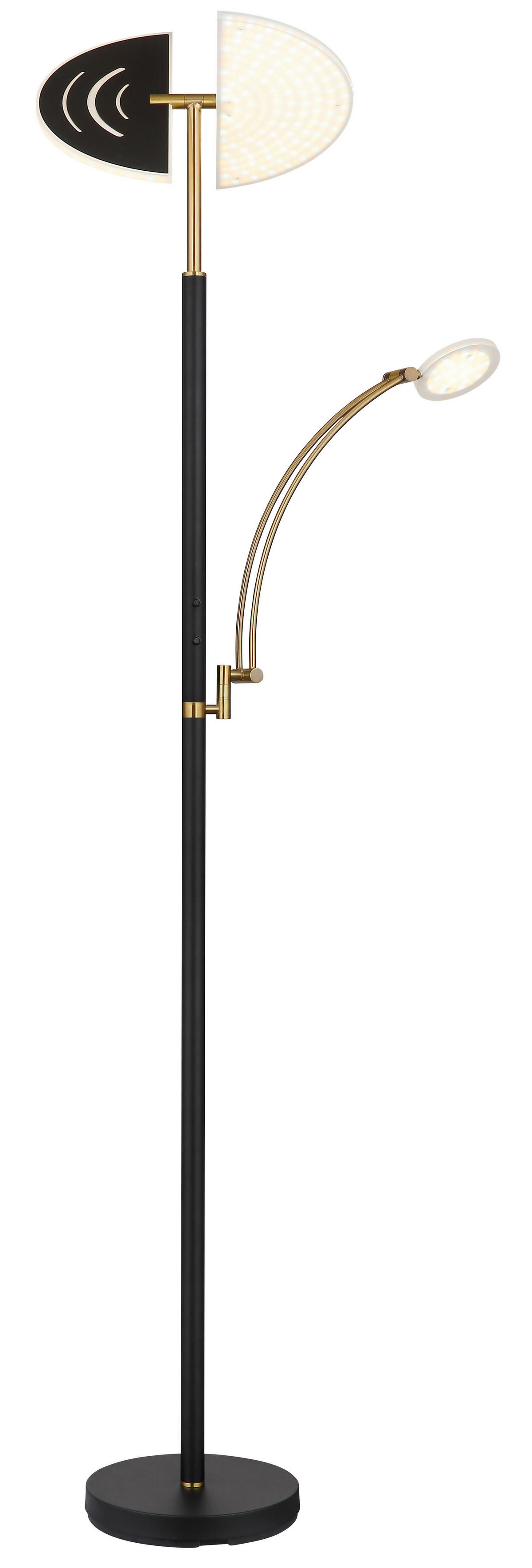 GLOBO LED-Deckenfluter bronze Chrom Kunststoff Metall B/H/T: ca. 80x183x40,5 cm 1 Brennstellen TIRANA - Chrom/bronze (80,00/183,00/40,50cm) - GLOBO