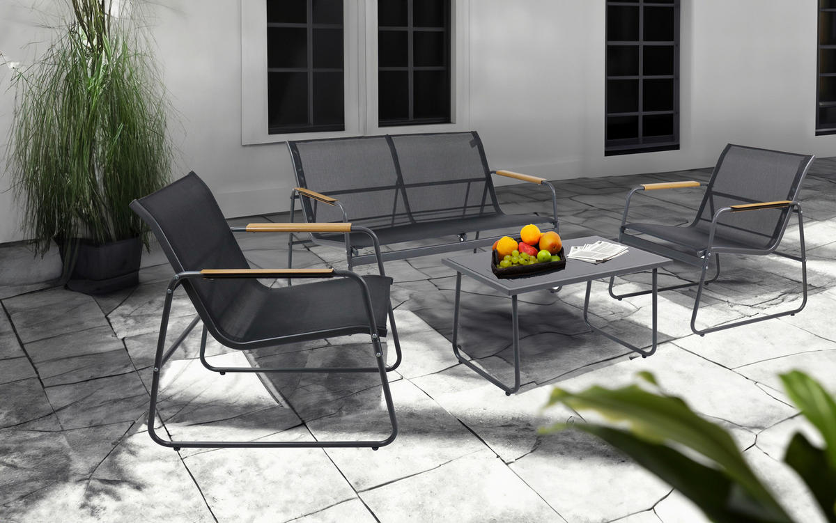 VCM Gartensitzgruppe Lexila schwarz Textilene B/H/L: ca. 110x76x74 cm Lexila - schwarz (74,00/110,00/76,00cm) - VCM