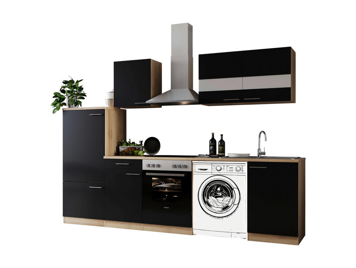 Respekta Küchenblock Merle schwarz B/H/T: ca. 280x200x60 cm Merle - Eiche/schwarz (280,00/200,00/60,00cm) - Respekta