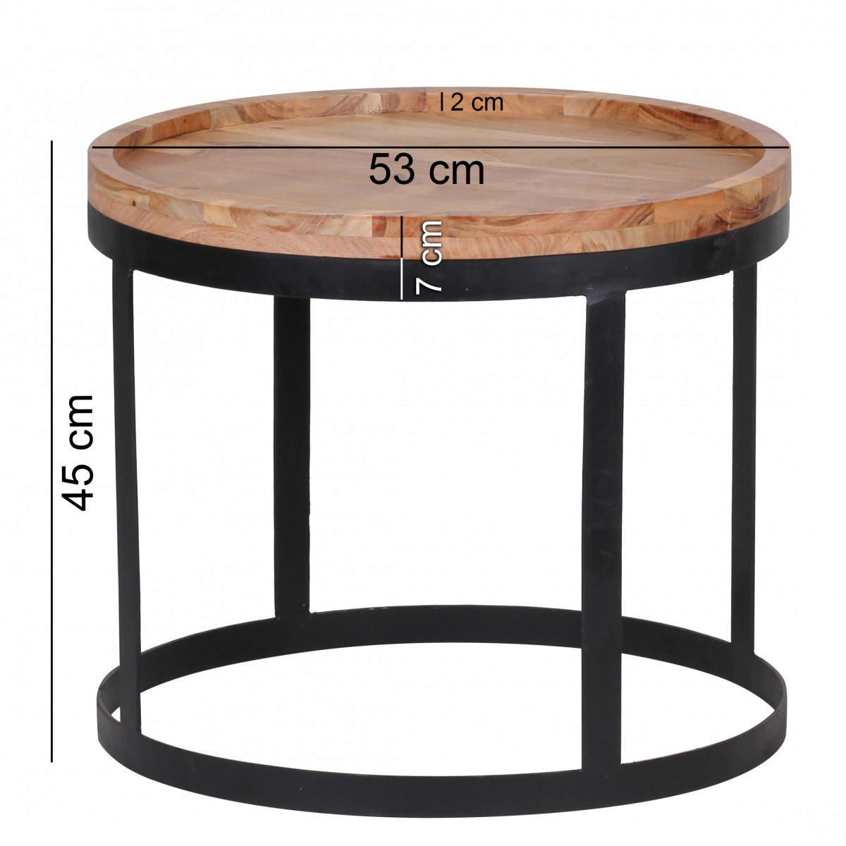 Beistelltisch 2er-Set. natur schwarz Akazie Metall 2er-Set. - natur/schwarz - Wohnling