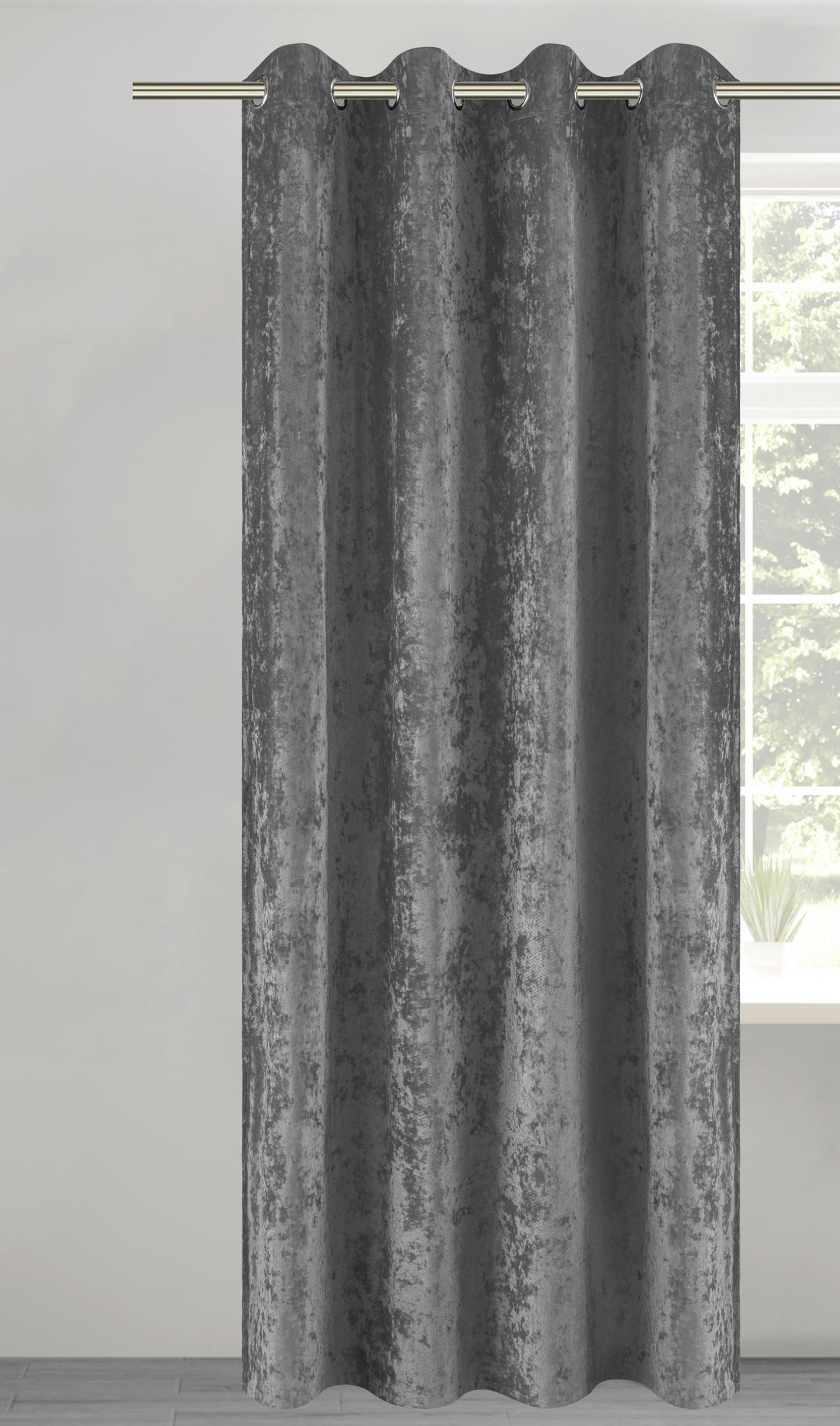 POCOline Ösenvorhang Shiny grau B/L: ca. 135x245 cm Shiny - grau (135,00/245,00cm) - POCOline