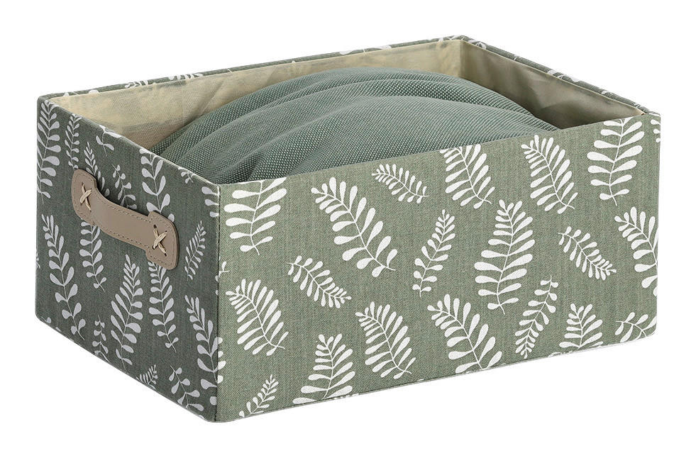 Zeller Aufbewahrungsbox Leaves grün Baumwolle B/H/L: ca. 26x16,5x36 cm Leaves - grün (36,00/26,00/16,50cm) - Zeller