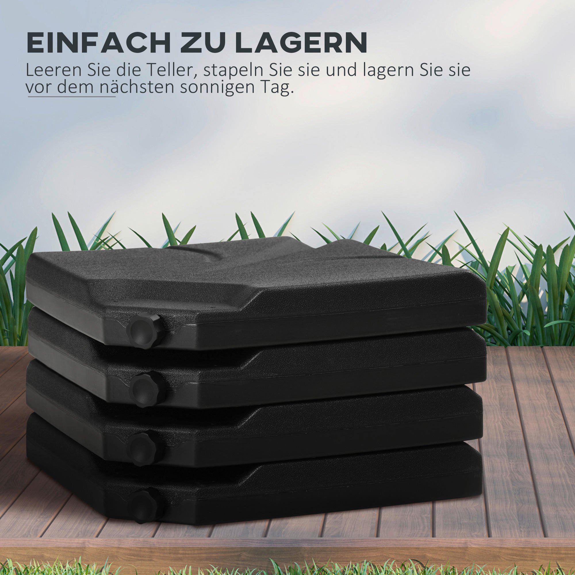 Thumbnail - Outsunny Schirmgewichte schwarz Kunststoff B/H/L: ca. 103x8,3x103 cm