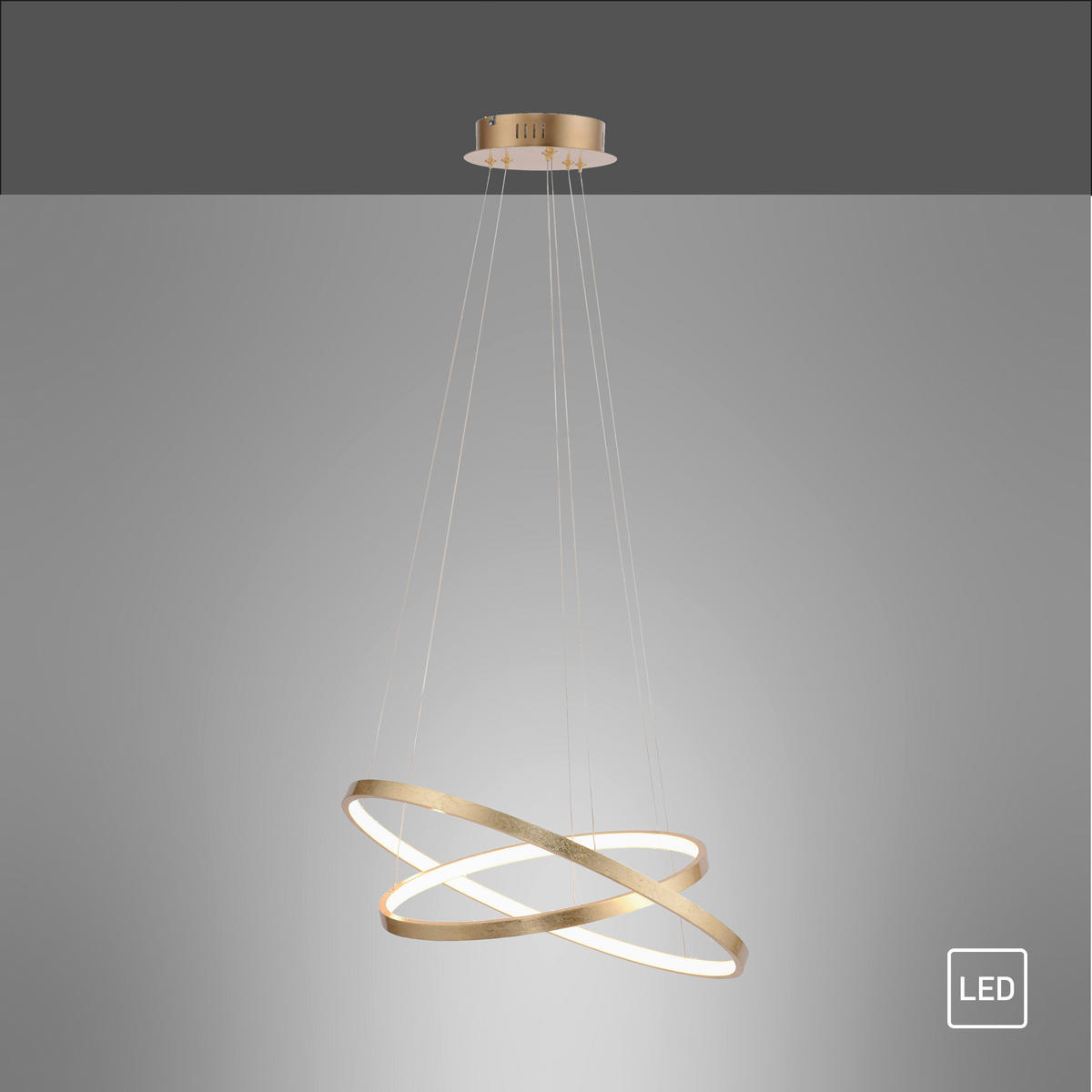 Just Light LED-Pendelleuchte CIRCLE 11525-12 weiß gold Metall Kunststoff H/D: ca. 120x50 cm 2.0 Brennstellen CIRCLE - gold/weiß (50,00/120,00cm) - Just Light