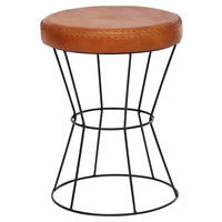 Wohnling Sitzhocker braun schwarz Leder Eisen B/H/T: ca. 35x48x35 cm Sitzhocker - braun/schwarz (35,00/48,00/35,00cm) - Wohnling