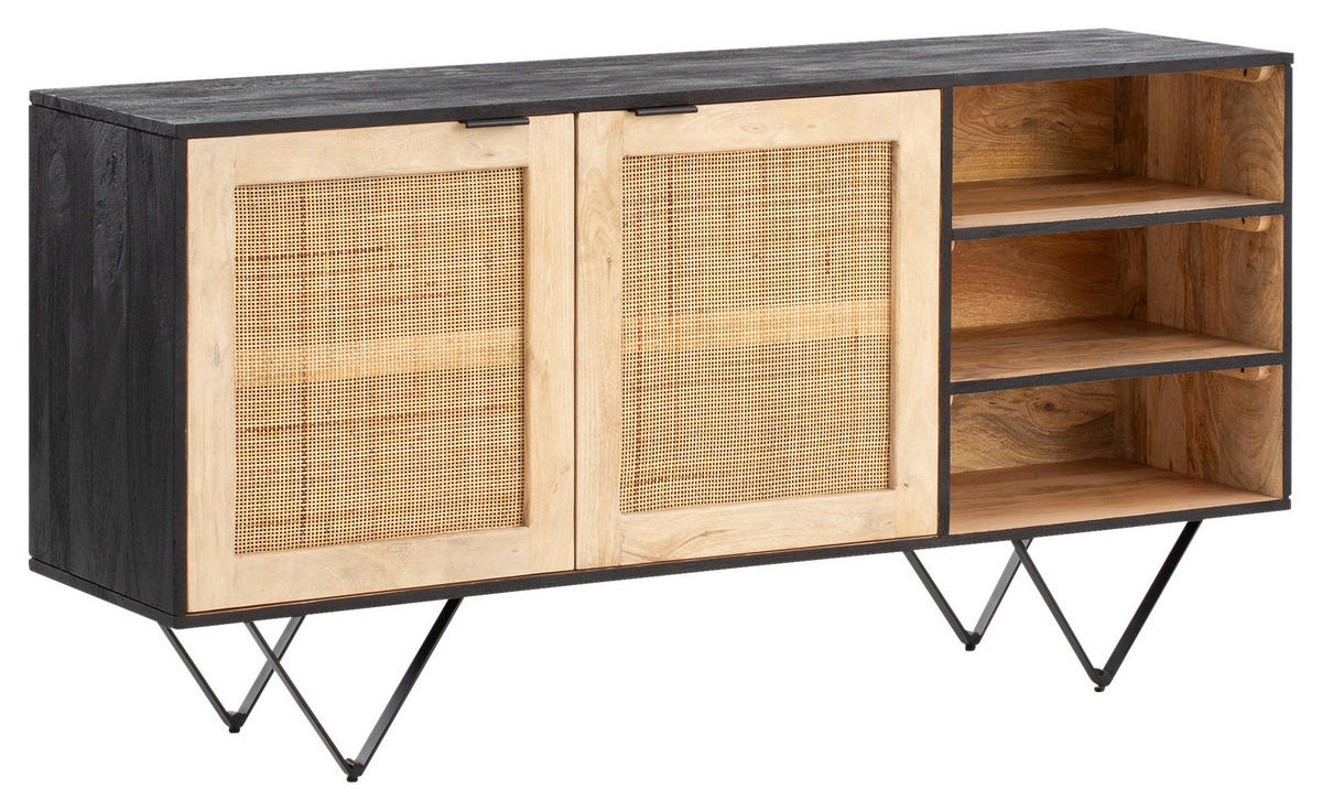 Sideboard schwarz B/H/T: ca. 145x75x40 cm Sideboard - schwarz (145,00/75,00/40,00cm) - Wohnling