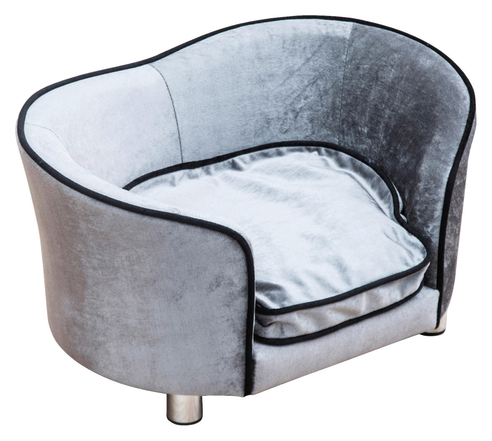 PawHut Hundecouch hellgrau Holz B/H/L: ca. 49x38x69 cm Luxus_Hundecouch - hellgrau (69,00/49,00/38,00cm) - PawHut