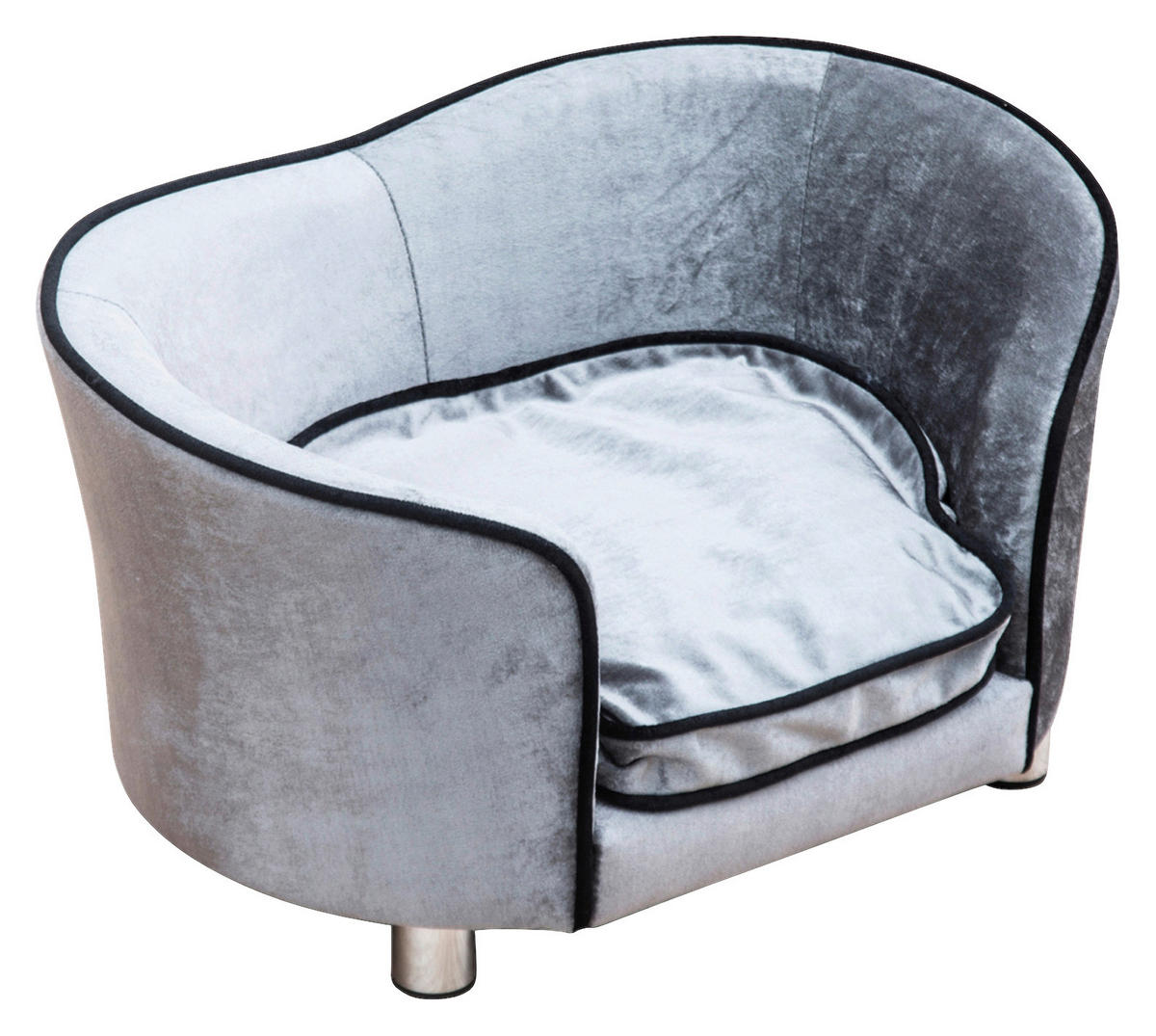 PawHut Hundecouch hellgrau Holz B/H/L: ca. 49x38x69 cm Luxus_Hundecouch - hellgrau (69,00/49,00/38,00cm) - PawHut