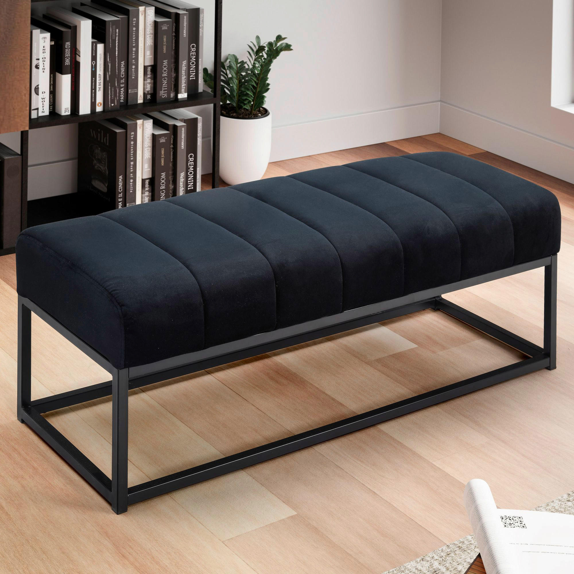 Sitzbank schwarz Polyester B/H/T: ca. 108x40x40 cm Sitzbank - schwarz (108,00/40,00/40,00cm) - Wohnling