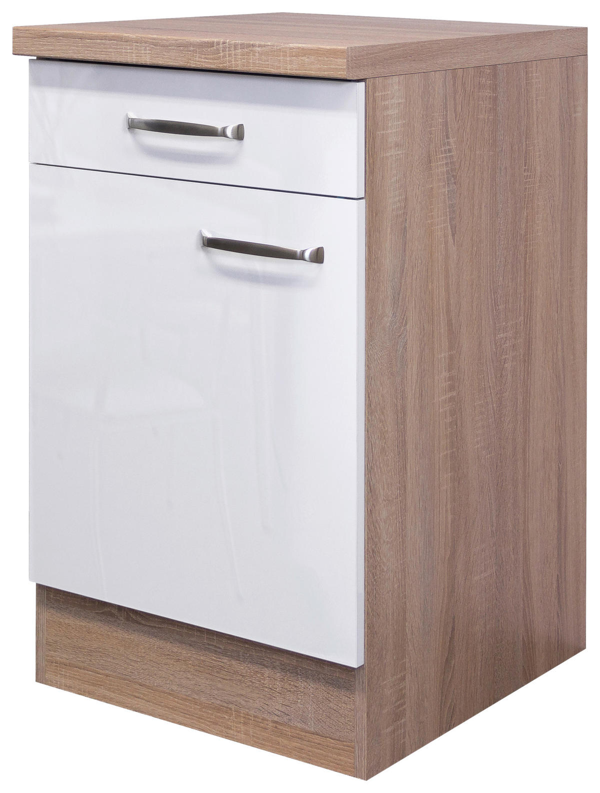 Unterschrank Valero weiß Hochglanz B/H/T: ca. 50x86x60 cm Valero - Eiche/weiß (50,00/86,00/60,00cm) - Flex-Well