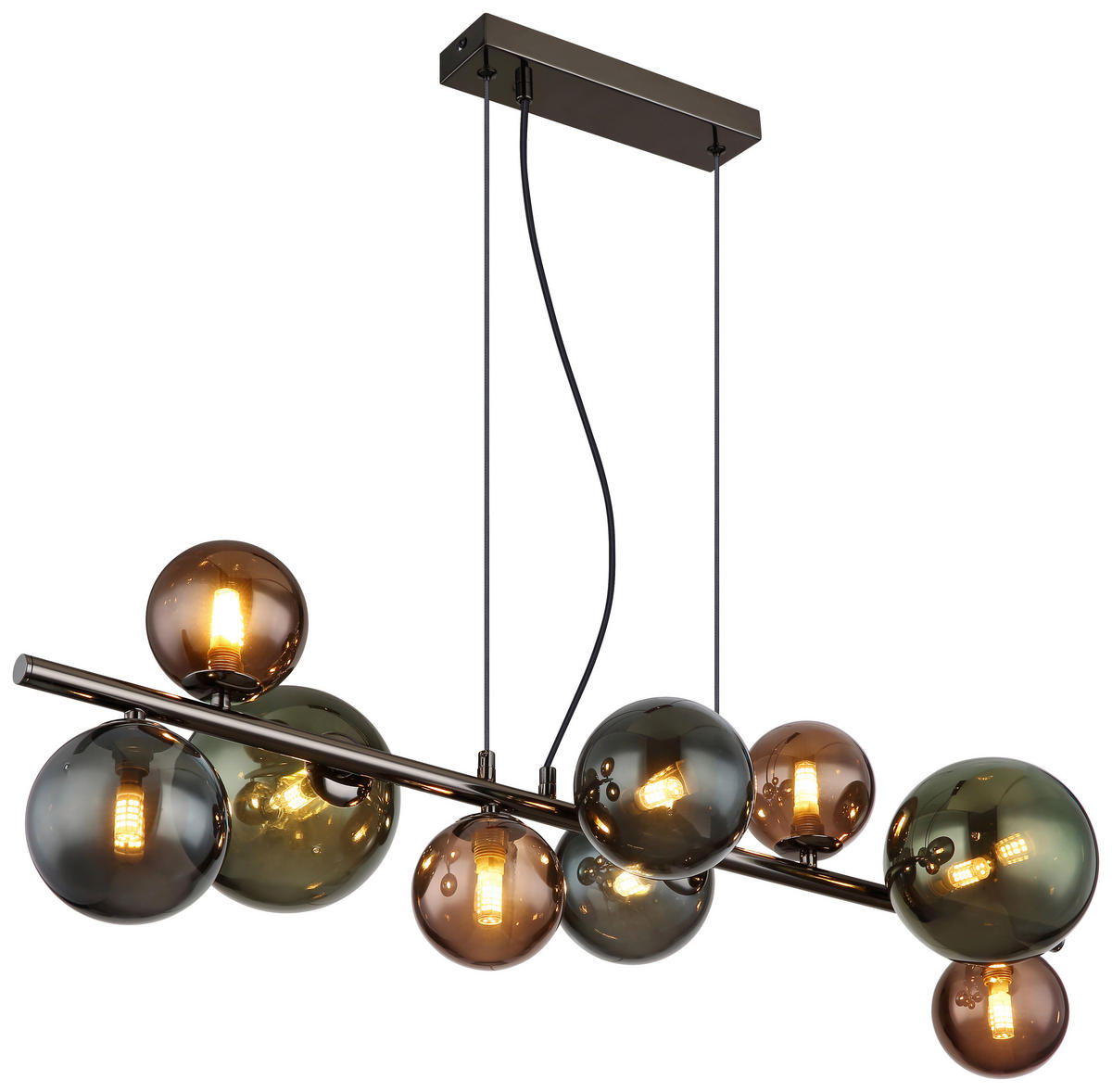 GLOBO Pendelleuchte grün grau Metall B/H/L: ca. 36x120x86 cm G9 9 Brennstellen Pendelleuchte_Riha - grün/grau (86,00/36,00/120,00cm) - GLOBO