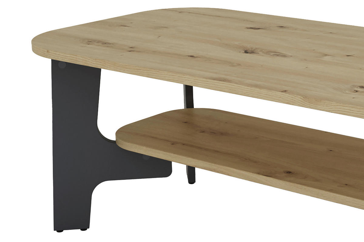 Couchtisch JONNY Eiche Nachbildung anthrazit B/H/T: ca. 110x42,5x55 cm JONNY - Eiche/anthrazit (110,00/42,50/55,00cm) - byLIVING