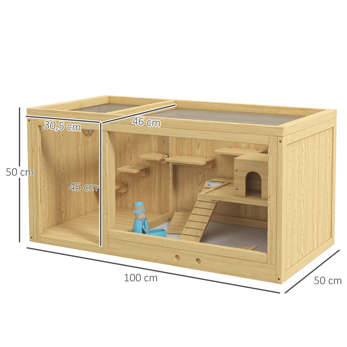 PawHut Tier-Zubehör natur Polypropylen B/H/L: ca. 50x100x50 cm Hamsterkäfig - natur (50,00/50,00/100,00cm) - PawHut