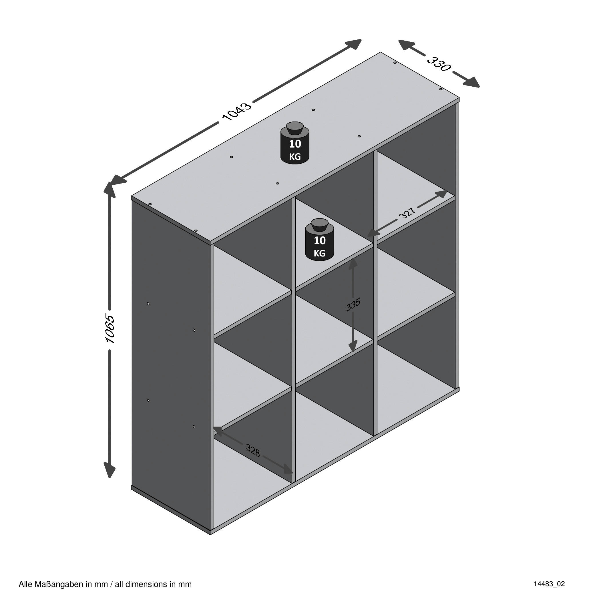 Raumteiler  Matera Nachbildung B/H/T: ca. 104,5x108,5x33 cm Mega_5_Raumteiler 248-005 - (104,50/108,50/33,00cm)
