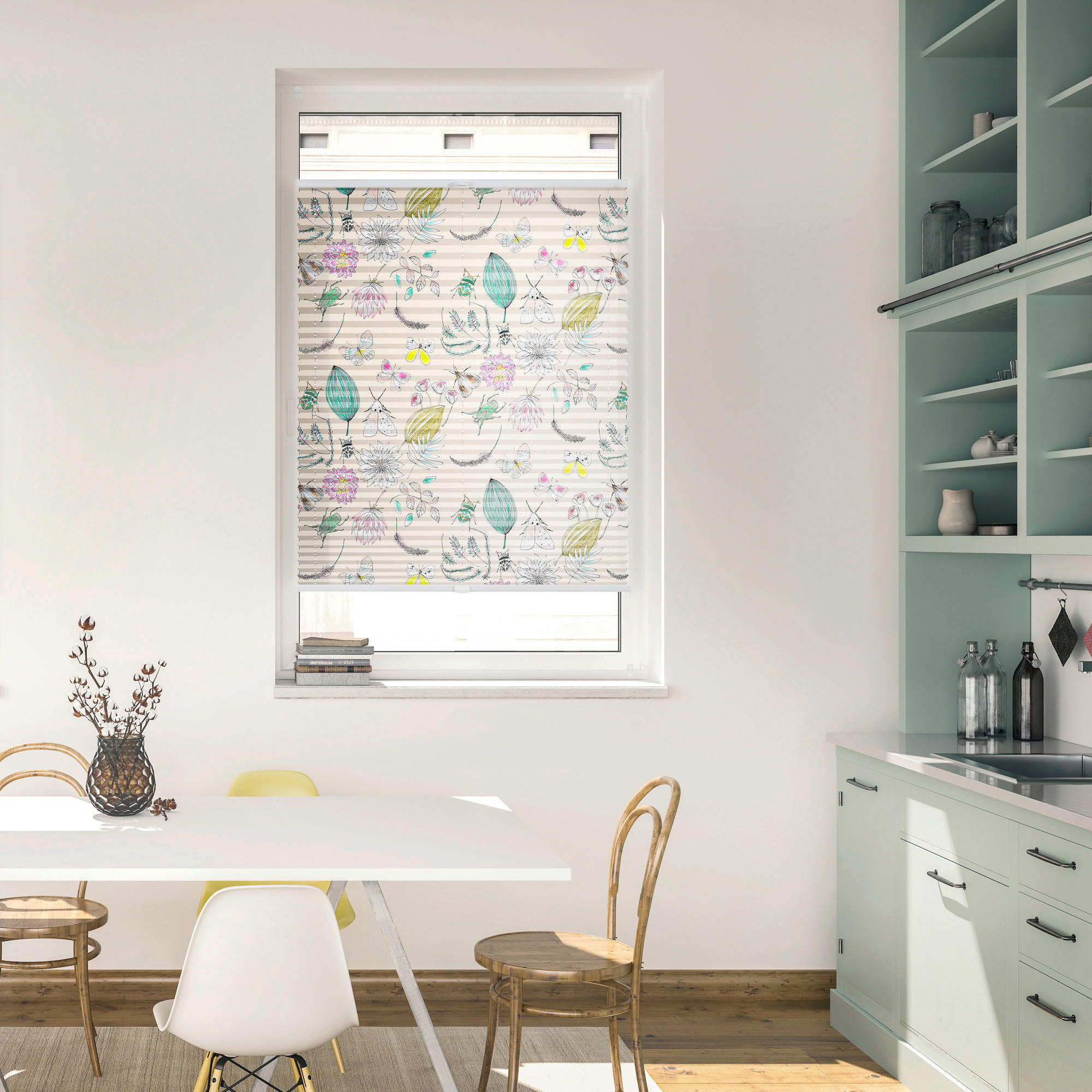 LICHTBLICK Spannplissee Bohemian Garden bunt B/L: ca. 80x130 cm Bohemian Garden - bunt (80,00/130,00cm) - LICHTBLICK