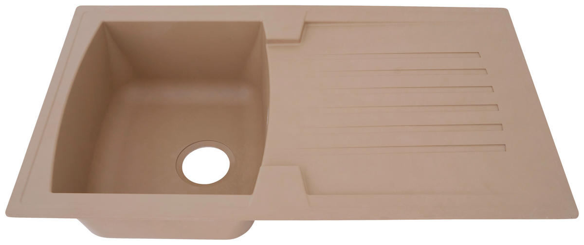 Respekta Einbauspüle Boston 86 x 50 B sandbeige Mineralite B/H/T: ca. 86x20x50 cm Boston 86 x 50 B - sandbeige (86,00/20,00/50,00cm) - Respekta