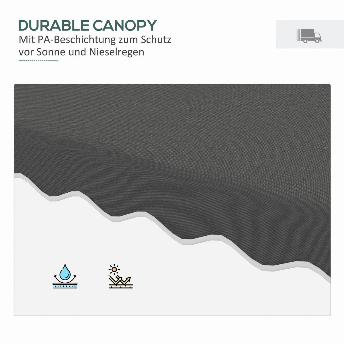 Outsunny Sonnenschirm dunkelgrau Metall B/H/L: ca. 243x251x243 cm Sonnenschirm - dunkelgrau (243,00/243,00/251,00cm) - Outsunny
