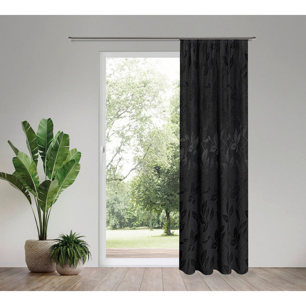 Thumbnail - Happy Home Dekovorhang Blätter silber B/L: ca. 140x245 cm