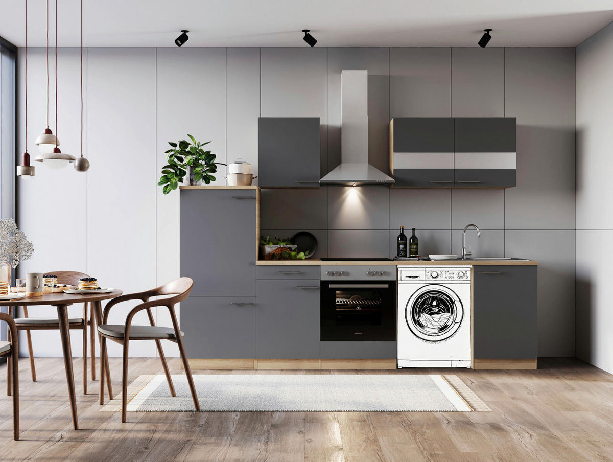 Respekta Küchenblock Merle grau B/H/T: ca. 280x200x60 cm Merle - Eiche/grau (280,00/200,00/60,00cm) - Respekta