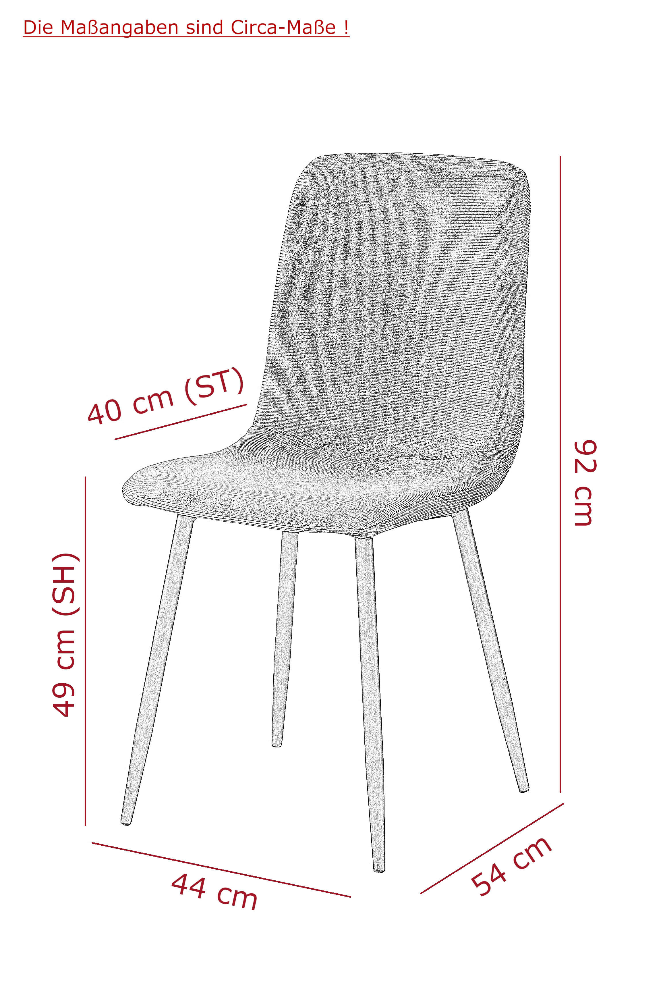 Stuhl Leipzig, 4er-Set altrosa Microfaser Metall B/H/T: ca. 44x92x54 cm Leipzig, 4er-Set - altrosa (44,00/92,00/54,00cm) - Hela