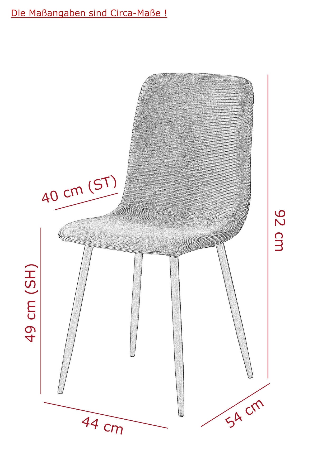 Stuhl Leipzig, 4er-Set altrosa Microfaser Metall B/H/T: ca. 44x92x54 cm Leipzig, 4er-Set - altrosa (44,00/92,00/54,00cm) - Hela