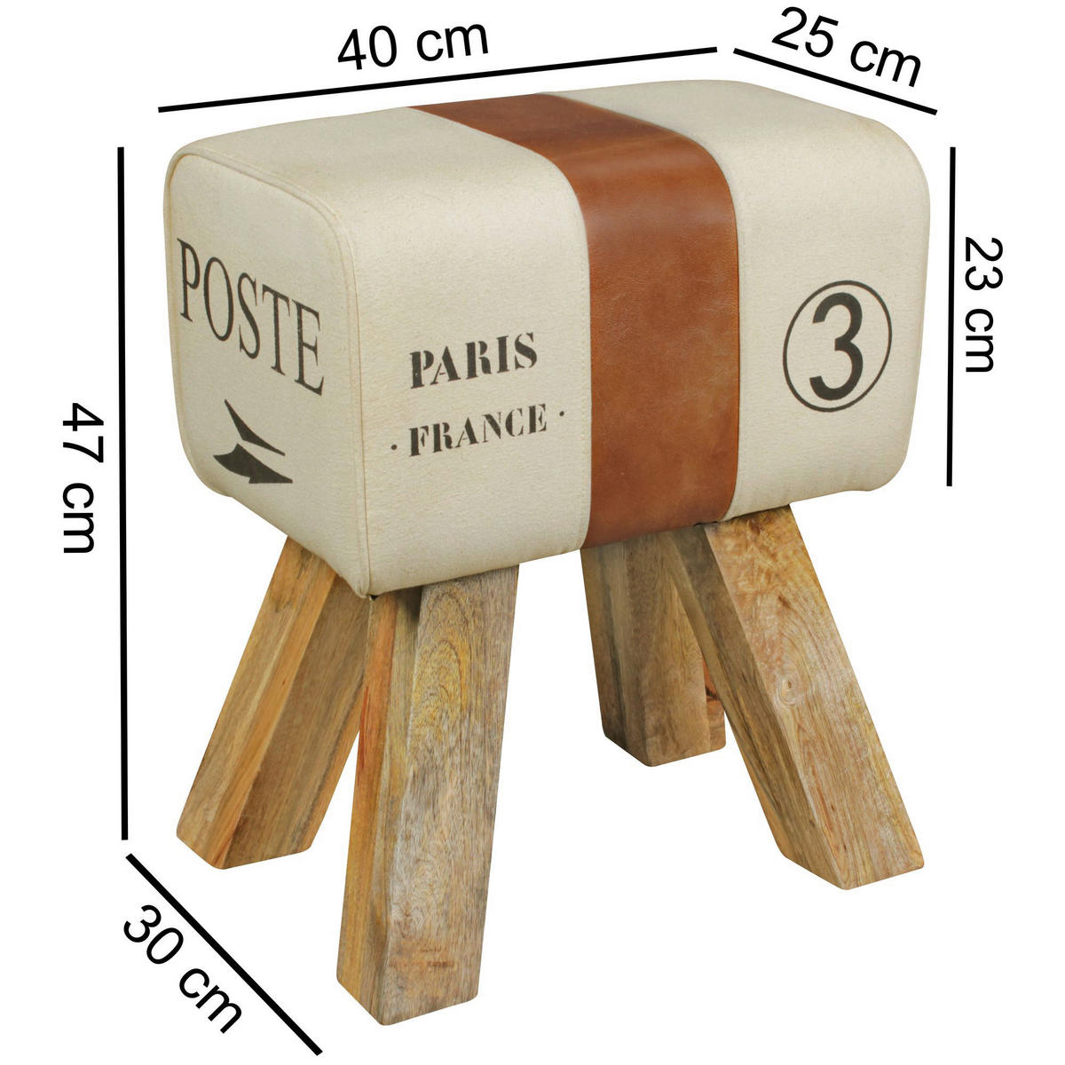 Wohnling Sitzhocker beige B/H/T: ca. 40x47x30 cm Sitzhocker - beige (40,00/47,00/30,00cm) - Wohnling