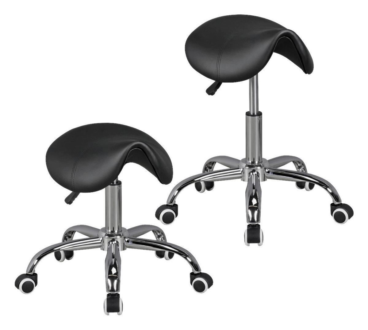 Hocker schwarz Kunstleder Sattelhocker MENTON - schwarz (60,00/60,00/60,00cm) - Amstyle
