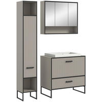 Badezimmer-Set BAGNO schwarz Kaschmirgrau Nachbildung B/H/T: ca. 125x192x48 cm BAGNO - schwarz (125,00/192,00/48,00cm) - xonox.home