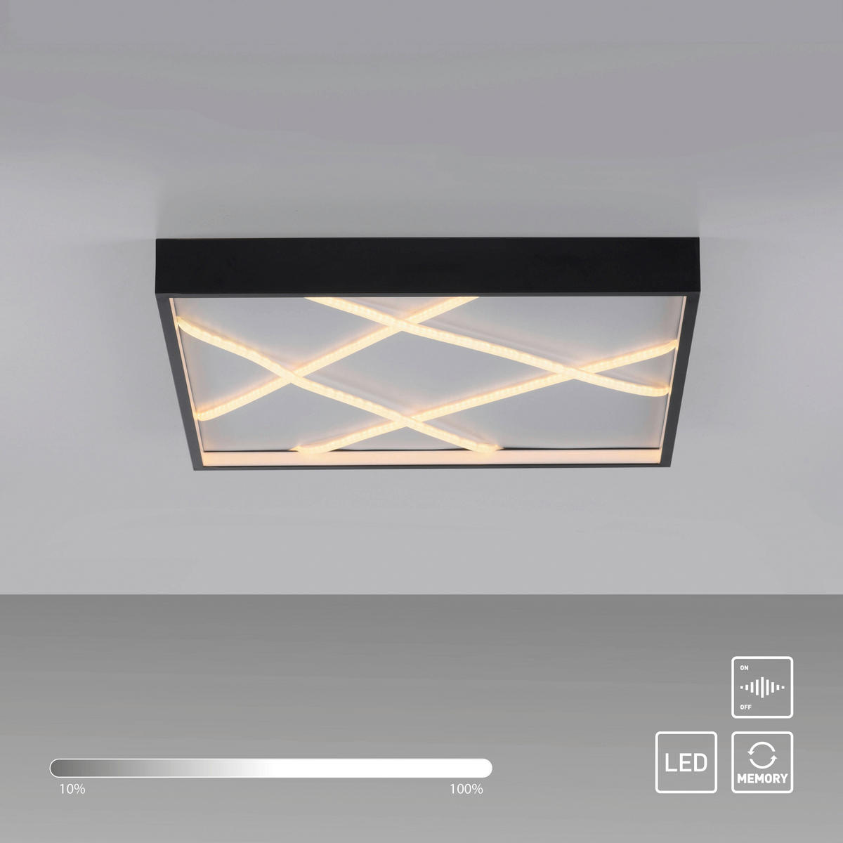 Just Light LED-Deckenleuchte schwarz B/H/L: ca. 50x5,3x50 cm LED-Deckenleuchte_Mikado - schwarz (50,00/50,00/5,30cm) - Just Light
