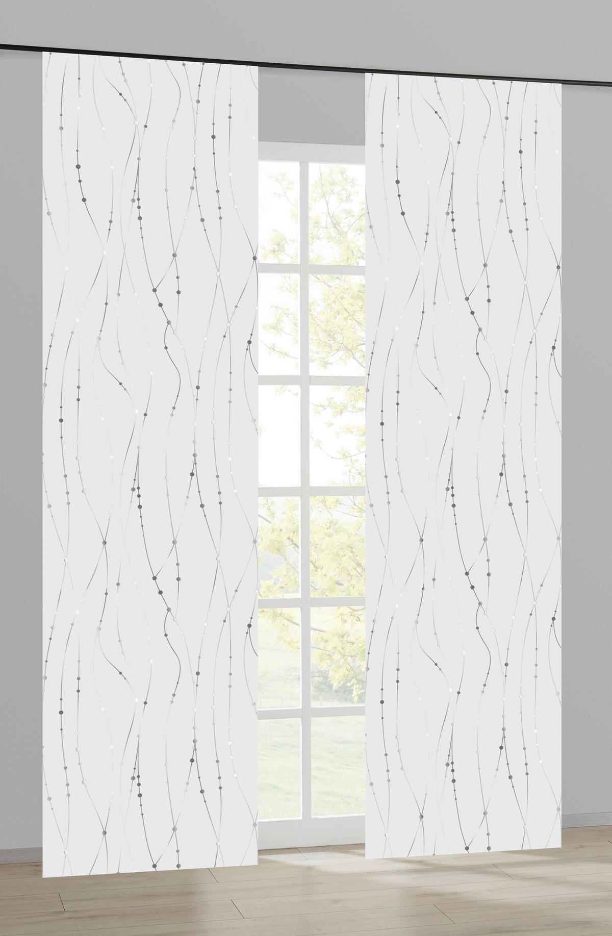 Schiebevorhang New Point weiß B/L: ca. 60x245 cm New Point - weiß/silber (60,00/245,00cm)