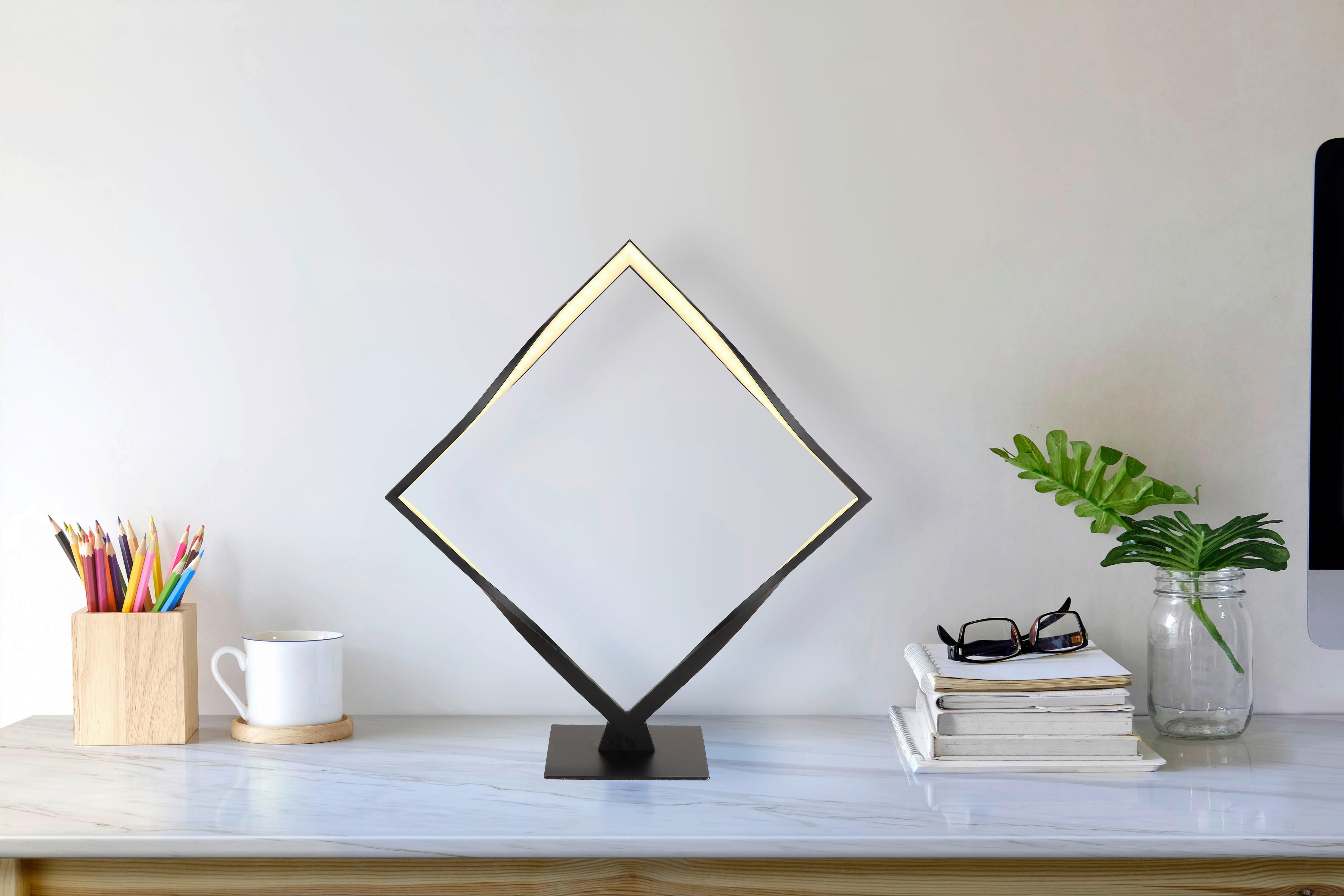 GLOBO LED-Tischleuchte schwarz Opal Kunststoff Metall B/H/T: ca. 14x44,5x42 cm MAXXY - schwarz/Opal (14,00/44,50/42,00cm) - GLOBO