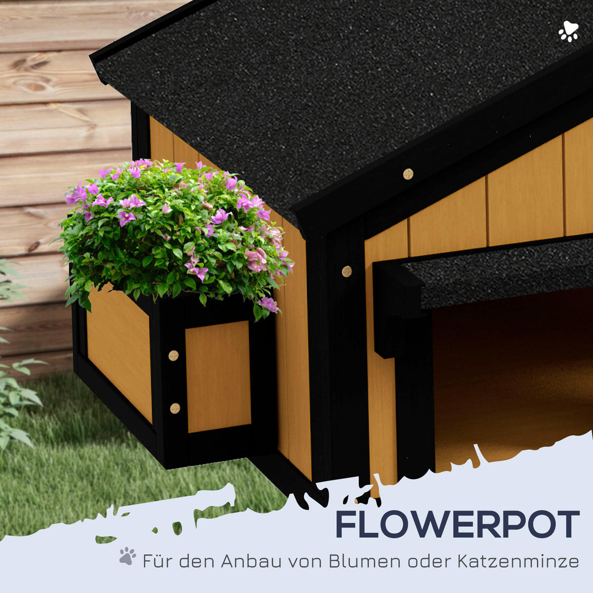 PawHut Katzen-Zubehör gelb Holz B/H/L: ca. 65x96x85,5 cm Katzenhaus - gelb (85,50/65,00/96,00cm) - PawHut